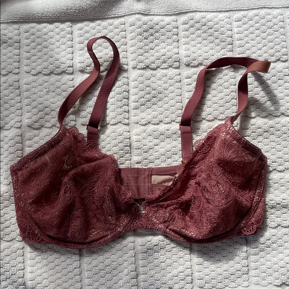 Soma Lace Unlined Underwire Bra in deep rose.